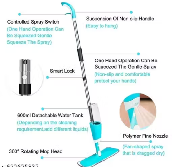 Microfiber 360 Degree Cleaning Healthy Spray Mop with Washable Cleaning Pad and Integrated Water Spray for Floor Cleaning, Spray Mop Cleaner, floor cleaning mop, Cleaning Mop for Home & Office Easy to use