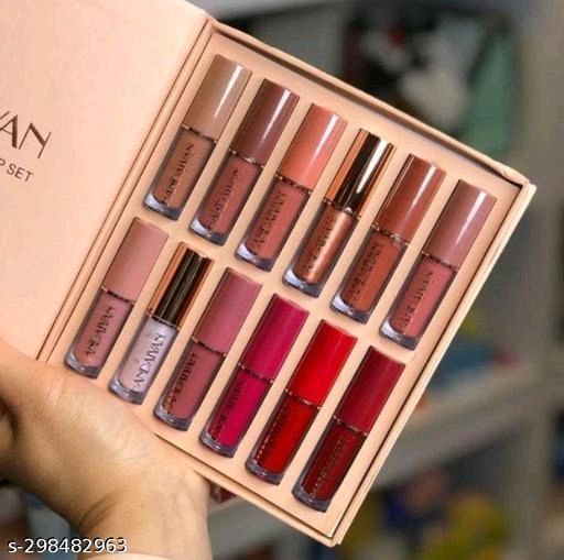 Lipstick Set of 12 Matte Velvet Mini Liquid Lipstick Set for Women - Long Lasting, Waterproof Lipstick